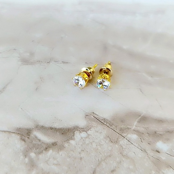 Alquimia Jewelry - 18K GOLD PLATED CUBIC ZIRCONIA DIAMOND STUDS